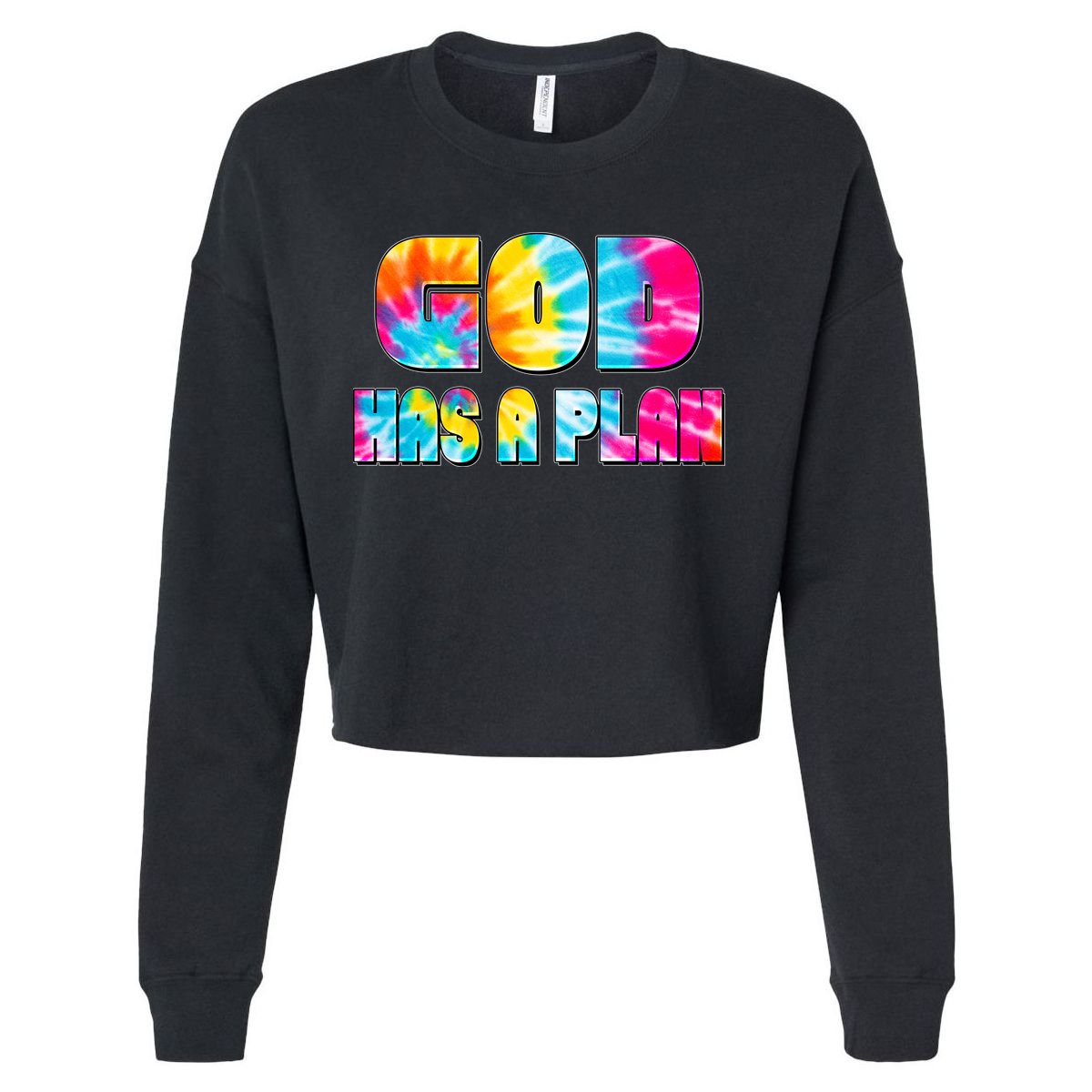 Tie Dye God Has A Plan Cropped Pullover Crew