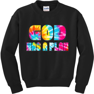 Tie Dye God Has A Plan Kids Sweatshirt