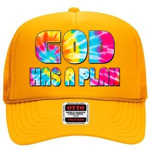 Tie Dye God Has A Plan High Crown Mesh Back Trucker Hat