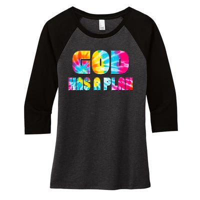 Tie Dye God Has A Plan Women's Tri-Blend 3/4-Sleeve Raglan Shirt