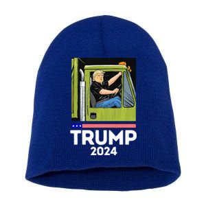 Trump Driving Garbage Truck Team Garbage Short Acrylic Beanie