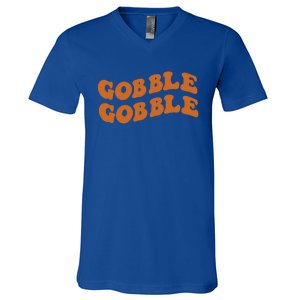 Thanksgiving Day Gobble Gobble Funny Turkey Trot Gift V-Neck T-Shirt