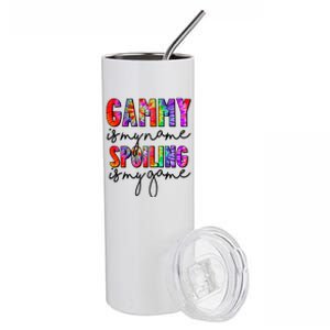 Tie Dye Gammy Is My Name Spoiling Is My Game Mothers Day Cool Gift Stainless Steel Tumbler