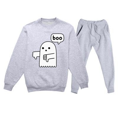 Thumbs Down Ghost Screaming Boo Disapproval Premium Crewneck Sweatsuit Set