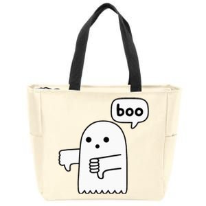 Thumbs Down Ghost Screaming Boo Disapproval Zip Tote Bag