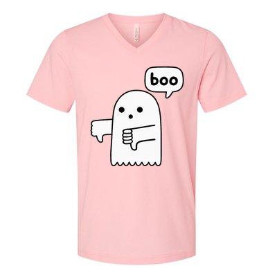 Thumbs Down Ghost Screaming Boo Disapproval V-Neck T-Shirt