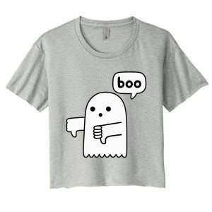 Thumbs Down Ghost Screaming Boo Disapproval Women's Crop Top Tee