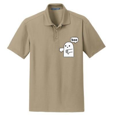 Thumbs Down Ghost Screaming Boo Disapproval Dry Zone Grid Polo