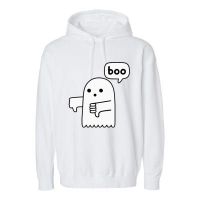 Thumbs Down Ghost Screaming Boo Disapproval Garment-Dyed Fleece Hoodie