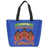 Turkey Day Gift I Love My Kindergarten Turkeys Cute Gift Zip Tote Bag