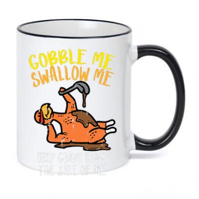 Turkey Day Gobble Swallow Me Fun Thanksgiving 11oz Black Color Changing Mug