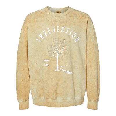 Treejection Disc Golf Funny Sports Tree Disc Golf Player  Colorblast Crewneck Sweatshirt