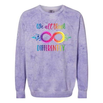 Think Differently Glass Infinity Symbol Autism Awareness Colorblast Crewneck Sweatshirt