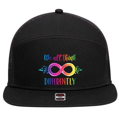 Think Differently Glass Infinity Symbol Autism Awareness 7 Panel Mesh Trucker Snapback Hat