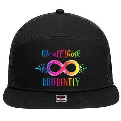 Think Differently Glass Infinity Symbol Autism Awareness 7 Panel Mesh Trucker Snapback Hat