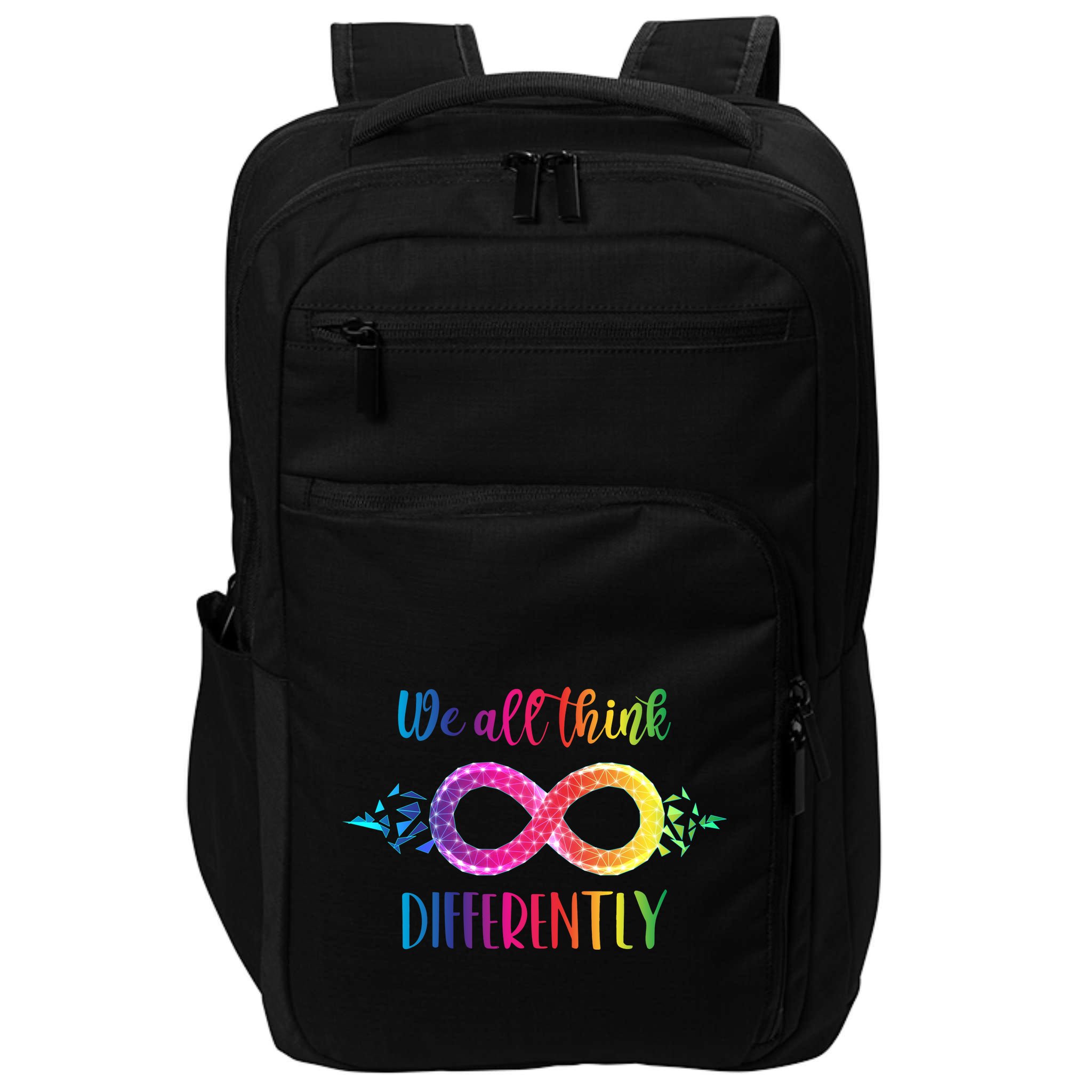 Think Differently Glass Infinity Symbol Autism Awareness Impact Tech Backpack