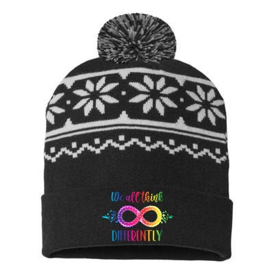 Think Differently Glass Infinity Symbol Autism Awareness USA-Made Snowflake Beanie