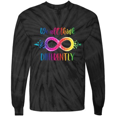Think Differently Glass Infinity Symbol Autism Awareness Tie-Dye Long Sleeve Shirt