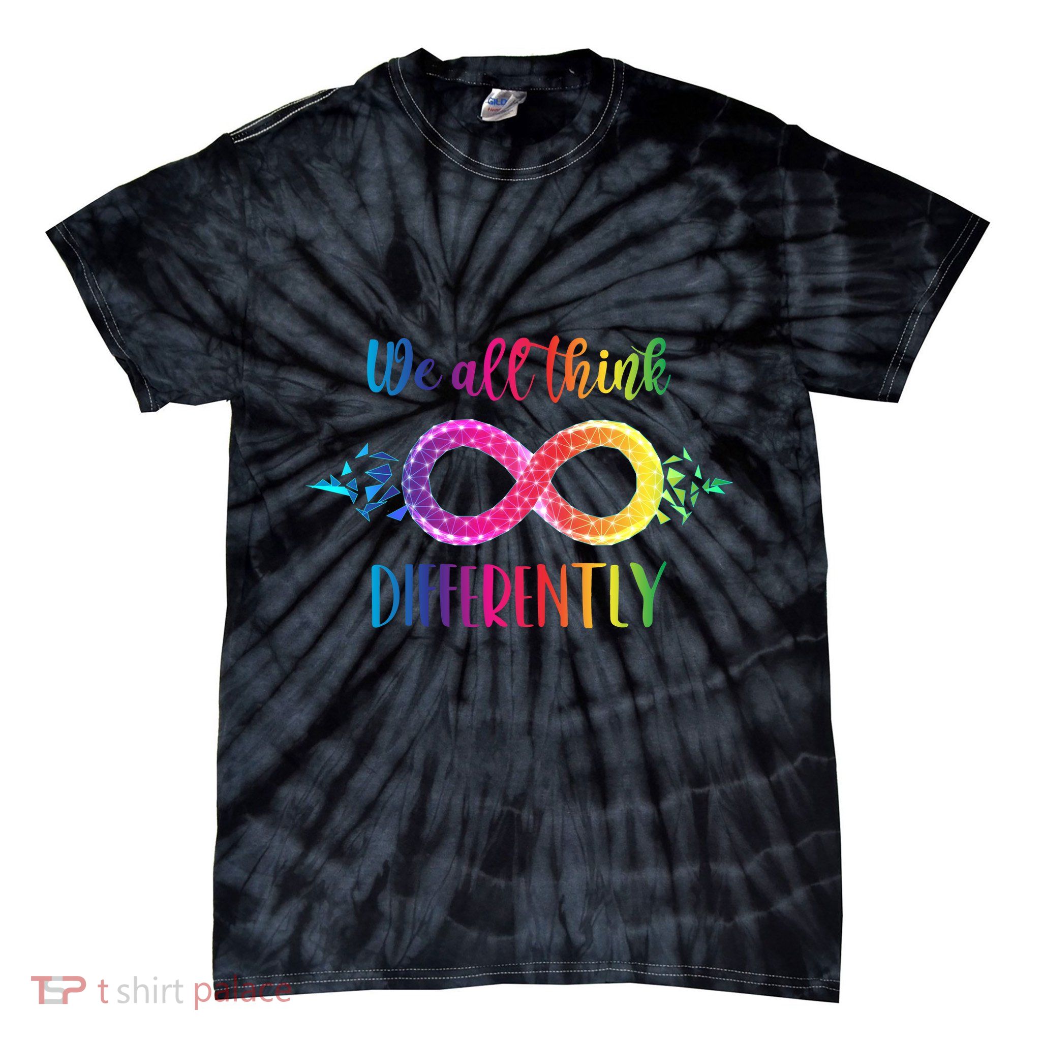 Think Differently Glass Infinity Symbol Autism Awareness Tie-Dye T-Shirt