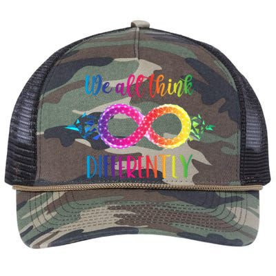 Think Differently Glass Infinity Symbol Autism Awareness Retro Rope Trucker Hat Cap