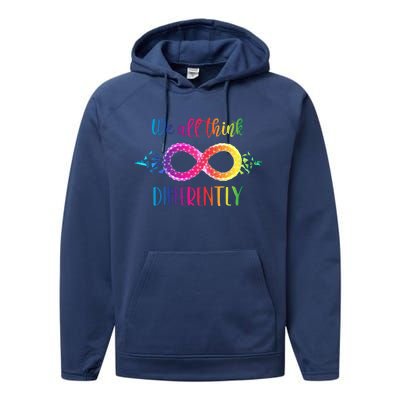 Think Differently Glass Infinity Symbol Autism Awareness Performance Fleece Hoodie