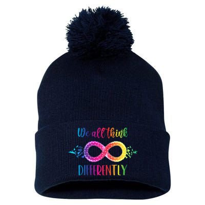 Think Differently Glass Infinity Symbol Autism Awareness Pom Pom 12in Knit Beanie