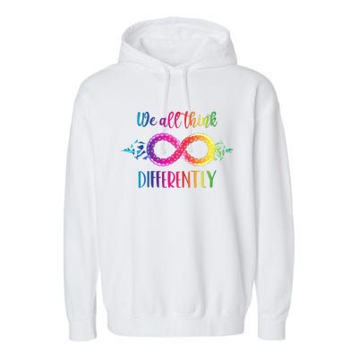 Think Differently Glass Infinity Symbol Autism Awareness Garment-Dyed Fleece Hoodie