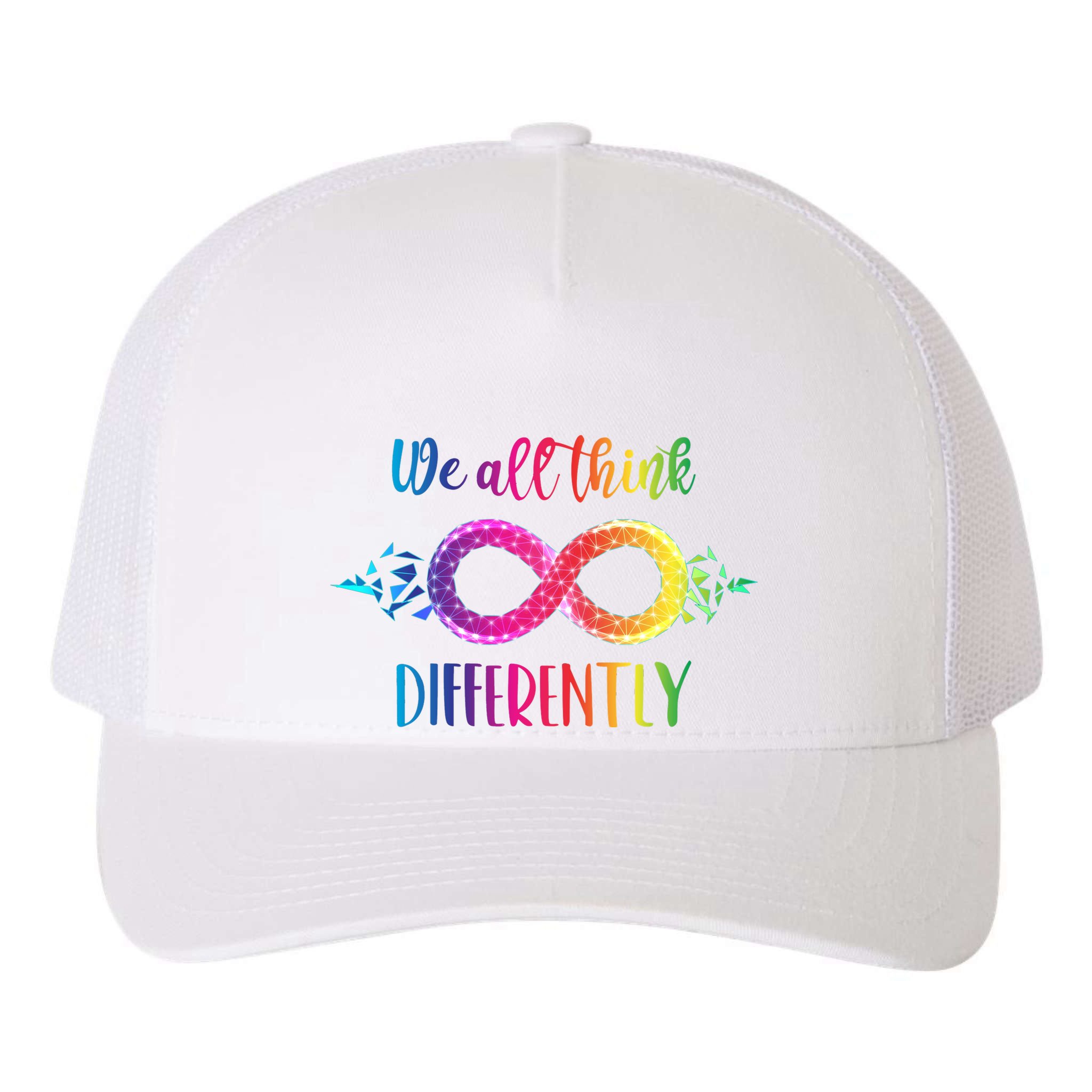 Think Differently Glass Infinity Symbol Autism Awareness Yupoong Adult 5-Panel Trucker Hat