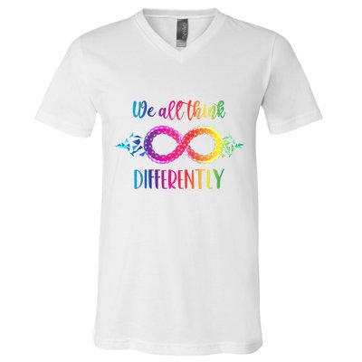Think Differently Glass Infinity Symbol Autism Awareness V-Neck T-Shirt