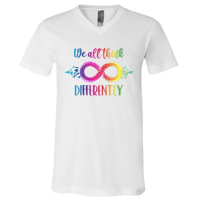 Think Differently Glass Infinity Symbol Autism Awareness V-Neck T-Shirt