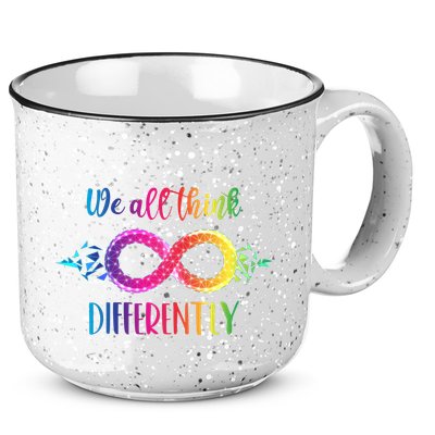 Think Differently Glass Infinity Symbol Autism Awareness 15oz Campfire Ceramic Mug