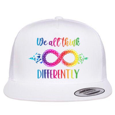 Think Differently Glass Infinity Symbol Autism Awareness Flat Bill Trucker Hat