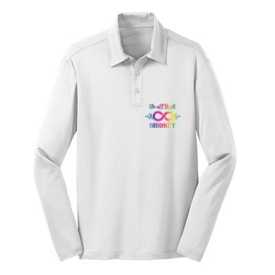 Think Differently Glass Infinity Symbol Autism Awareness Silk Touch Performance Long Sleeve Polo