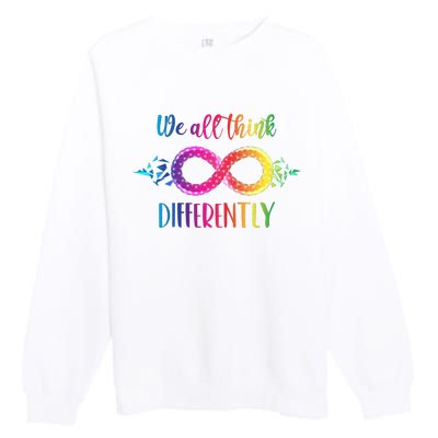 Think Differently Glass Infinity Symbol Autism Awareness Premium Crewneck Sweatshirt