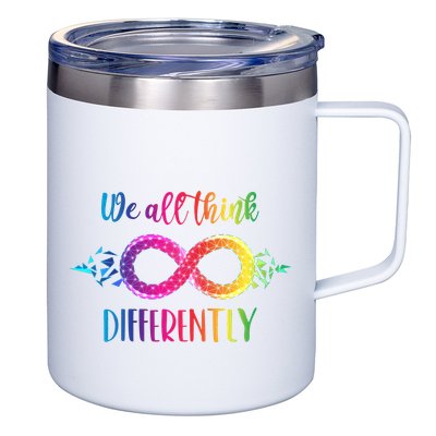 Think Differently Glass Infinity Symbol Autism Awareness 12oz Stainless Steel Coffee Mug