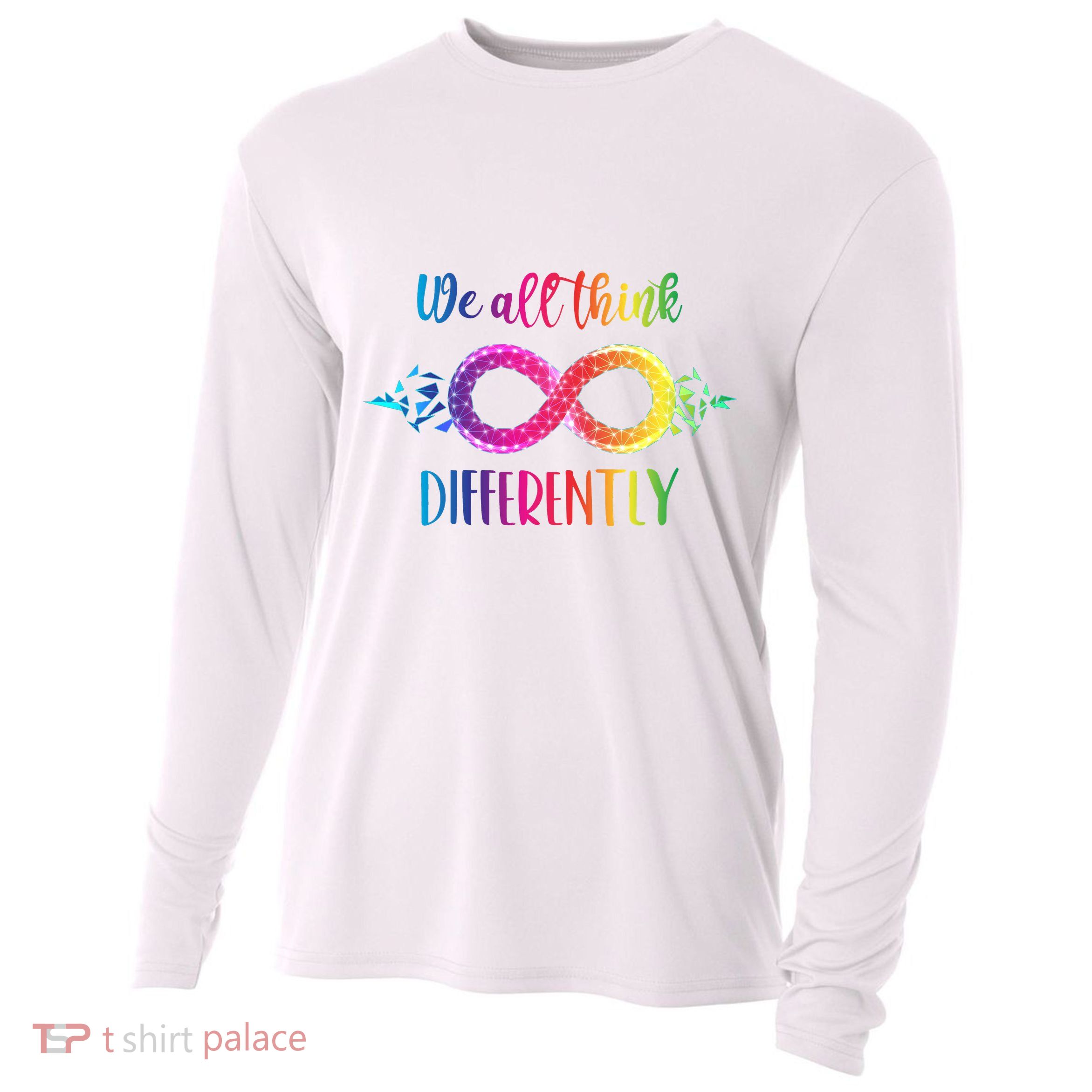 Think Differently Glass Infinity Symbol Autism Awareness Cooling Performance Long Sleeve Crew