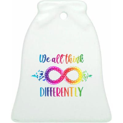 Think Differently Glass Infinity Symbol Autism Awareness Ceramic Bell Ornament