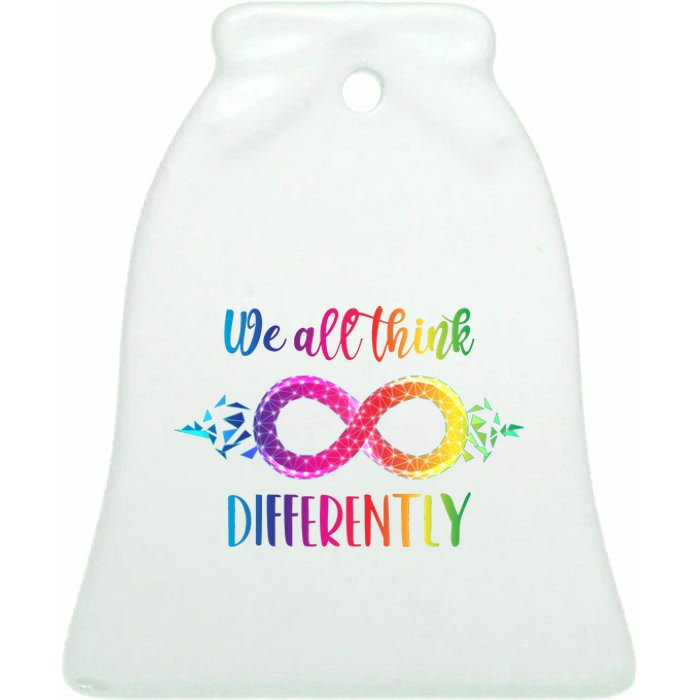 Think Differently Glass Infinity Symbol Autism Awareness Ceramic Bell Ornament