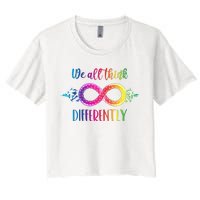 Think Differently Glass Infinity Symbol Autism Awareness Women's Crop Top Tee