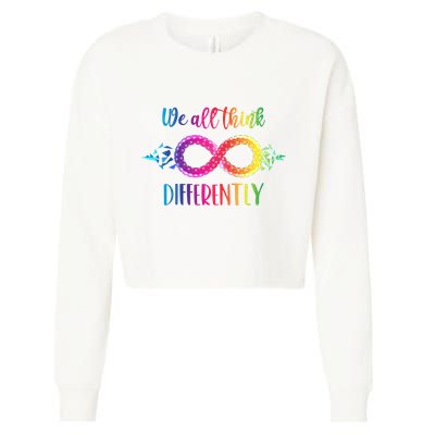 Think Differently Glass Infinity Symbol Autism Awareness Cropped Pullover Crew