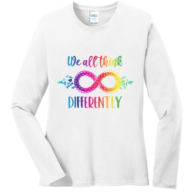 Think Differently Glass Infinity Symbol Autism Awareness Ladies Long Sleeve Shirt