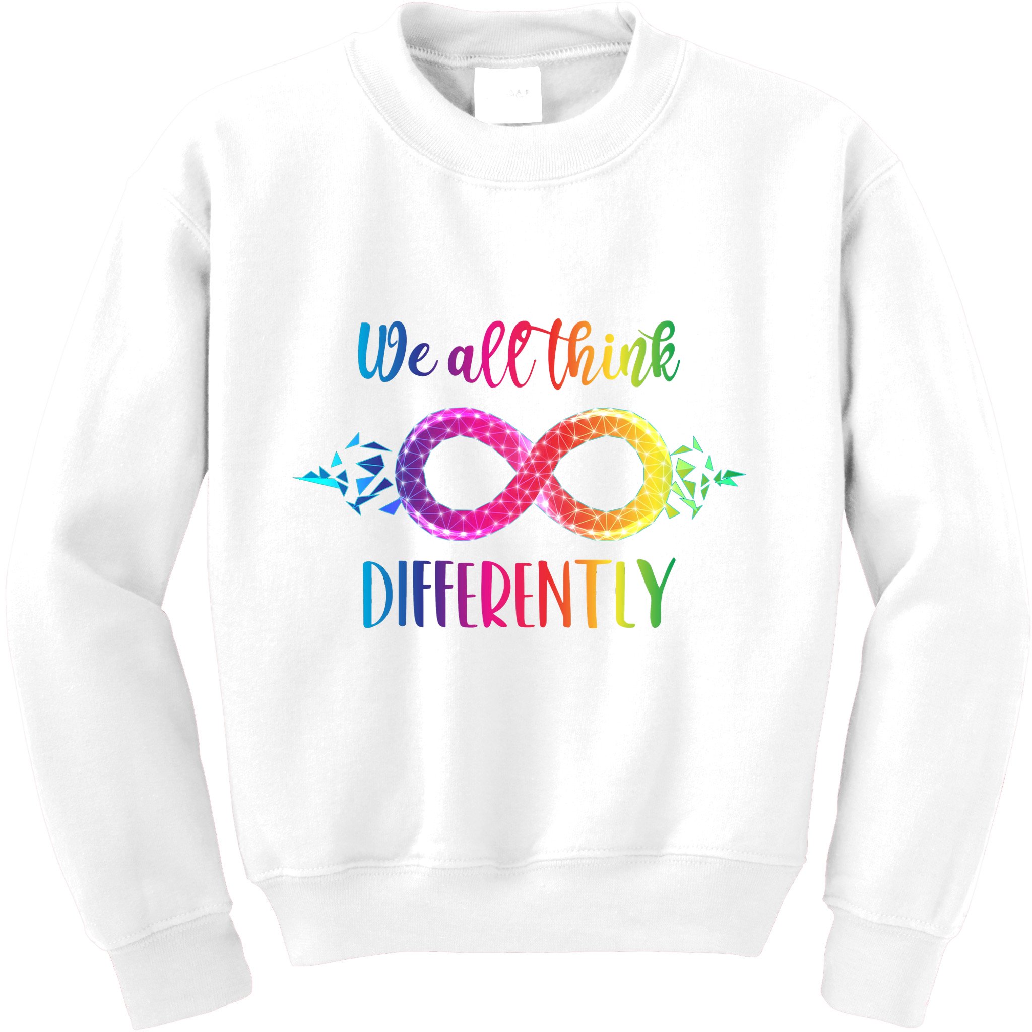 Think Differently Glass Infinity Symbol Autism Awareness Kids Sweatshirt