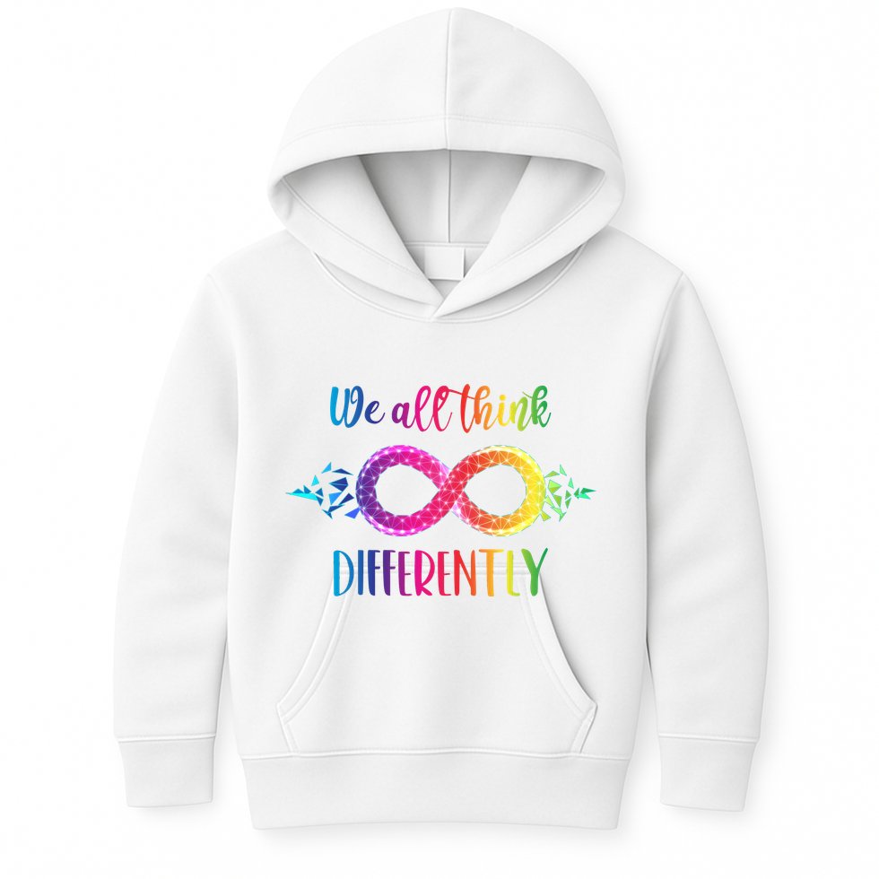 Think Differently Glass Infinity Symbol Autism Awareness Kids Hoodie