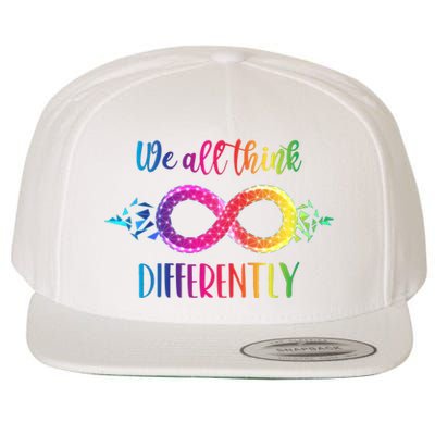 Think Differently Glass Infinity Symbol Autism Awareness Wool Snapback Cap