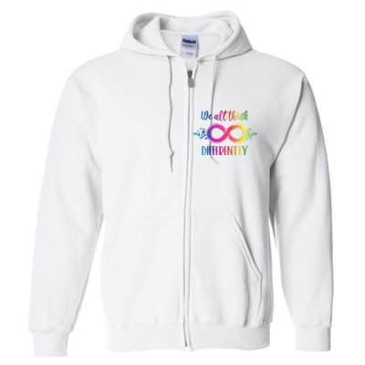 Think Differently Glass Infinity Symbol Autism Awareness Full Zip Hoodie