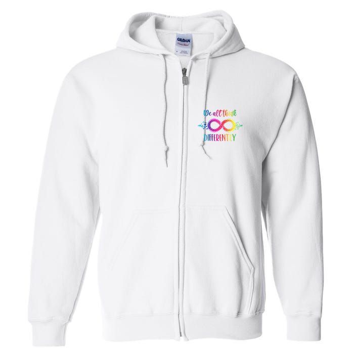Think Differently Glass Infinity Symbol Autism Awareness Full Zip Hoodie