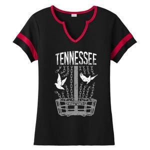 Tennessee Disc Golf Player Breaking Chains Birdie Great Gift Ladies Halftime Notch Neck Tee