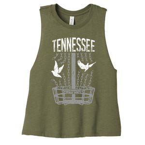 Tennessee Disc Golf Player Breaking Chains Birdie Great Gift Women's Racerback Cropped Tank