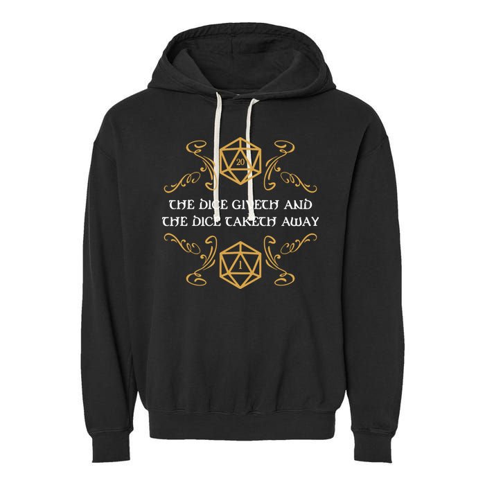 The Dice Giveth And Taketh Dungeons And Dragons Inspired Garment-Dyed Fleece Hoodie