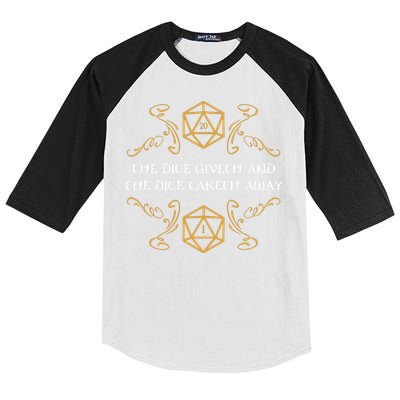 The Dice Giveth And Taketh Dungeons And Dragons Inspired Kids Colorblock Raglan Jersey